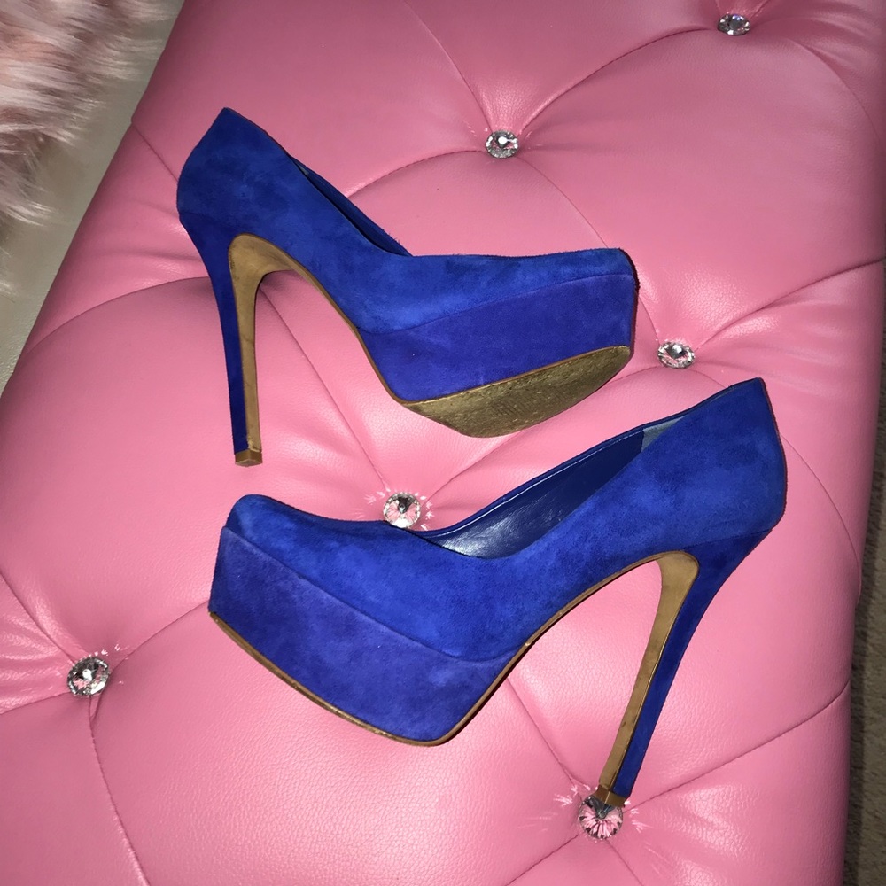 Jessica Simpson Cobalt Blue Suede High Heels